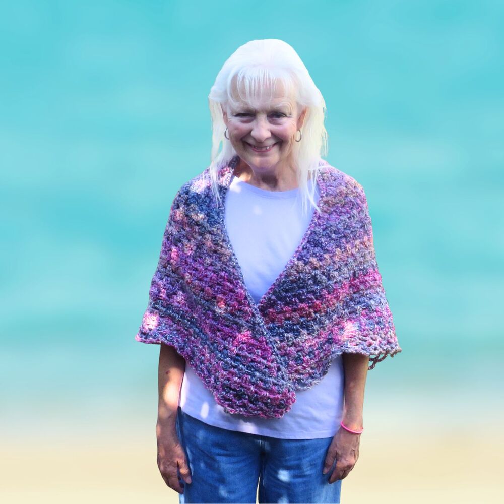 Handmade Crocheted Shawl Women, Berry Triangular Shawl, Prayer Shawl